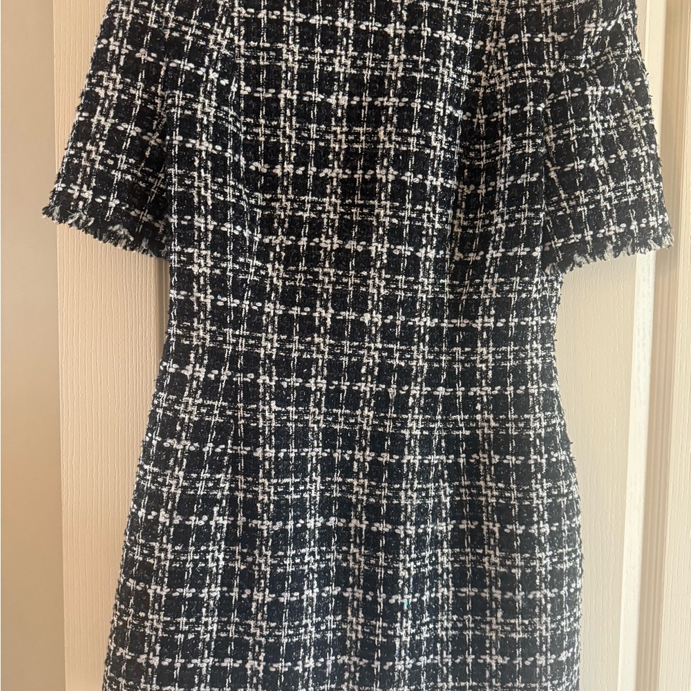 Chic Black and White Tweed Dress